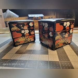 Japanese Floral Lacquered Stacking Box, ONE BOX. Two Available